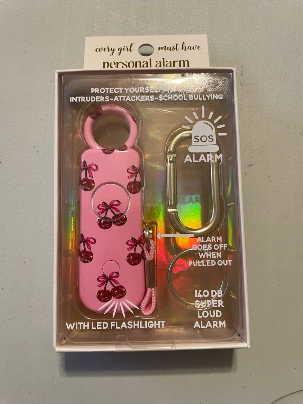 Simply Southern Pink Cherry Personal Safety Alarm with LED & Carabiner